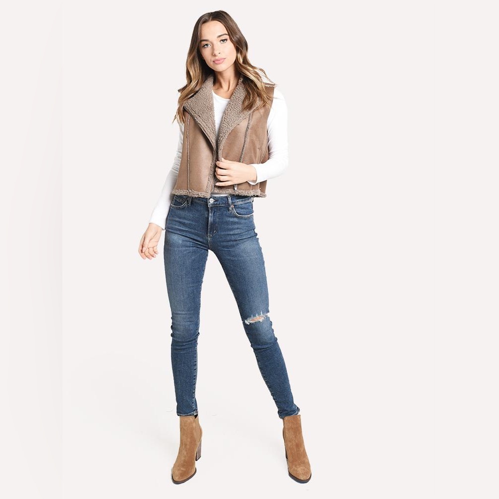 BB Dakota Jack Women's Back in Time faux suede and shearling vest - Picture 3 of 6